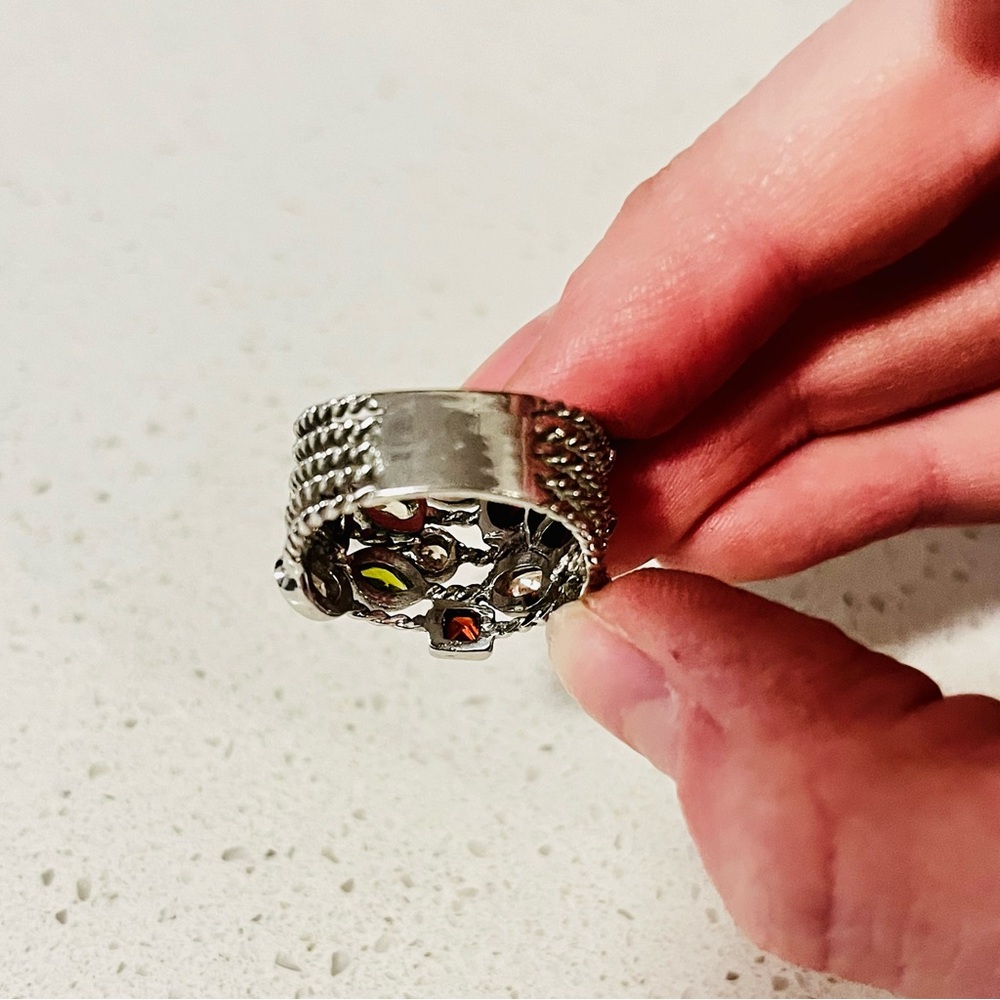 Multi-Metal Silver/Gold, Multi Color Stacked Ring - Picture 5 of 7